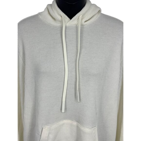 Theory Men Size Small Waffle Cream Hoodie Sweatshirt Long Sleeve Pullover EUC - Picture 2 of 11